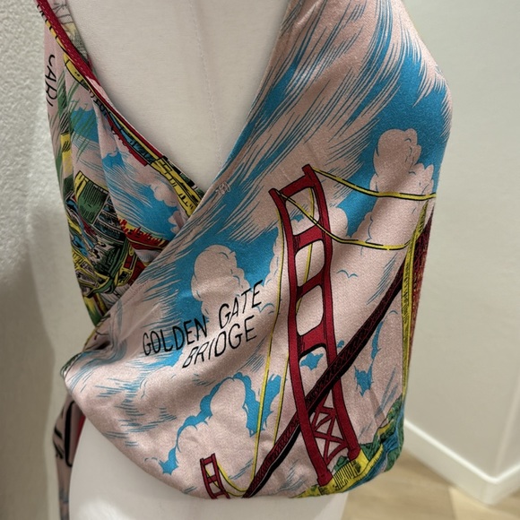 Tiny women’s colorful decorative muscle tee shirt tie back size extra small - Picture 3 of 7